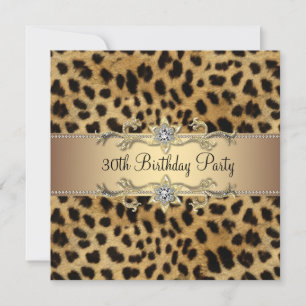 Elegantes Gold Leopard 30. Geburtstag Party Einladung