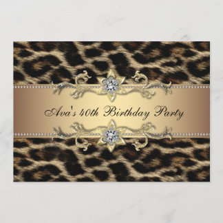 Elegantes Gold Leopard 40. Geburtstags-Party Einladung