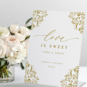 Elegantes Gold Liebe ist süß Hochzeitsschild Sockelschild