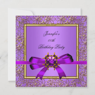 Elegantes Gold Lila Mauve Juwel Geburtstagsfeier Einladung