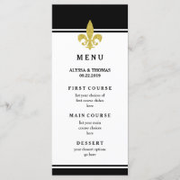 Elegantes Gold Lilie Black and White Menu