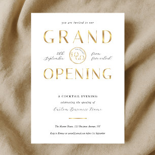 Elegantes Gold-Logo Business Grand Opening Modern Einladung