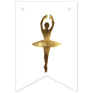 Elegantes Gold Look Ballerina Ballet Dancer Party Wimpelkette