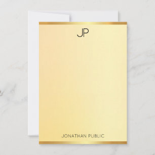 Elegantes Gold Look Template Modernes Monogramm ei Mitteilungskarte
