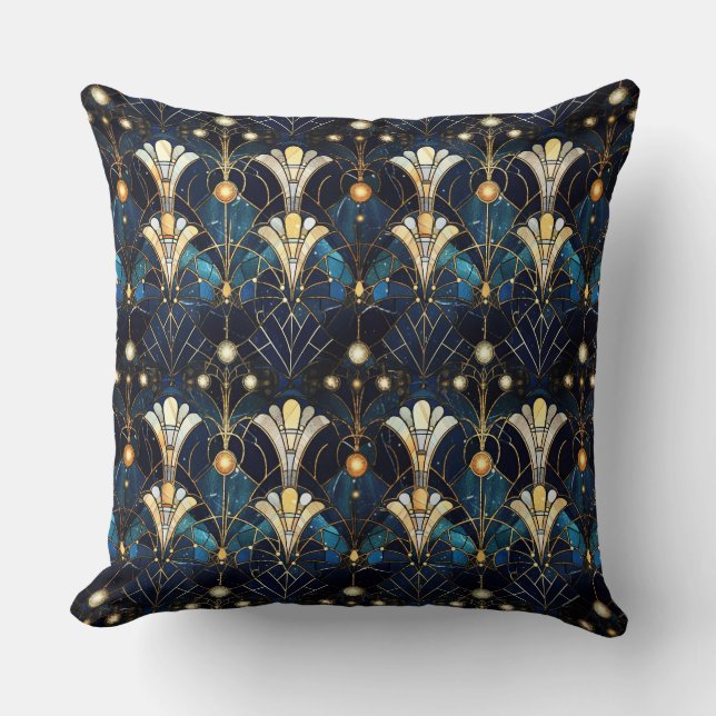 Elegantes Gold Lotus Imitate Gestaltete Glasmuster Kissen (Vorderseite)