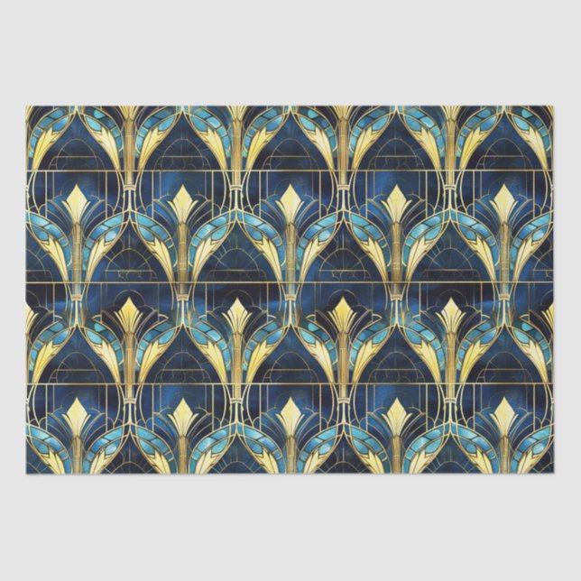 Elegantes Gold Lotus Imitate Gestaltete Glasmuster Seidenpapier (Vorderseite)