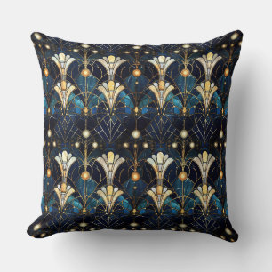 Elegantes Gold-Lotus-Muster aus Kunstglas Kissen