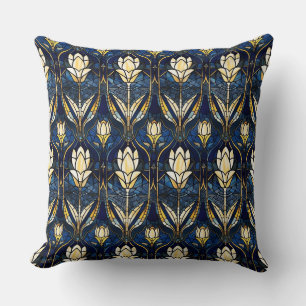Elegantes Gold-Lotus-Unechtes-Buntglas-Muster Kissen