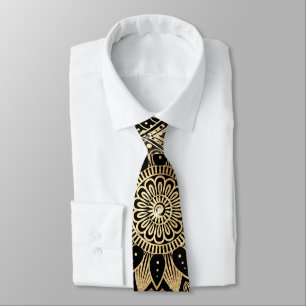 Elegantes Gold Mandala Black Design Krawatte