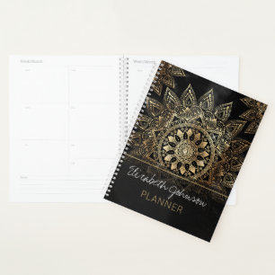 Elegantes Gold Mandala Black Design Planer