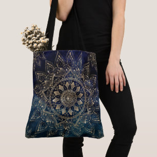 Elegantes Gold Mandala Blue Galaxy Design