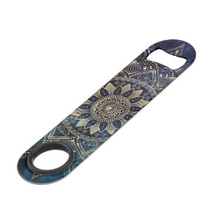 Elegantes Gold Mandala Blue Galaxy Design Speed Flaschenöffner