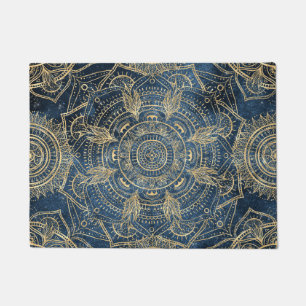 Elegantes Gold Mandala Blue Whimsy Design Fußmatte