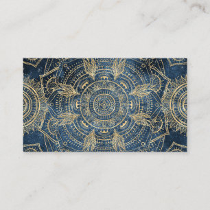 Elegantes Gold Mandala Blue Whimsy Design Visitenkarte