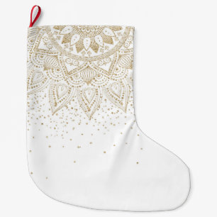 Elegantes Gold Mandala Dots Design Großer Weihnachtsstrumpf