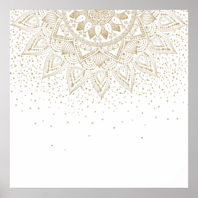 Elegantes Gold Mandala Dots Design Poster (Vorne)