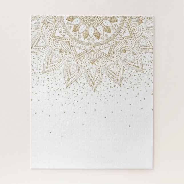 Elegantes Gold Mandala Dots Design Puzzle (Vertikal)