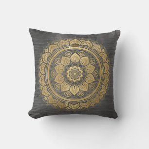 Elegantes Gold Mandala florales Muster Kissen