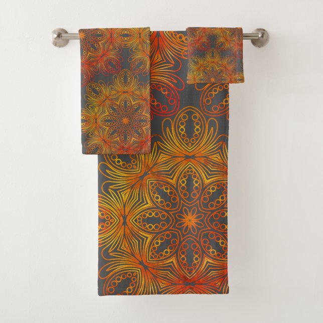 Elegantes Gold Mandala Gray Badetuch Set (Insitu)
