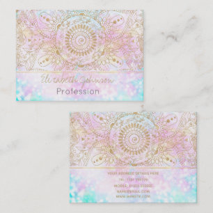 Elegantes Gold Mandala & Holographic Glitzer Desig Visitenkarte