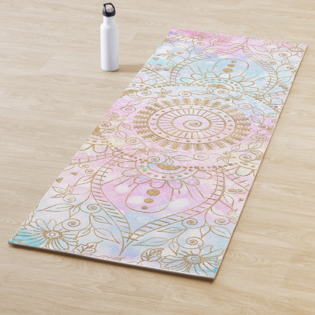 Elegantes Gold Mandala & Holographic Glitzer Desig Yogamatte (Beispiel)