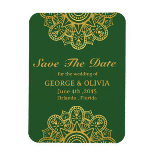 Elegantes Gold-Mandala-Indische-Hochzeit-Save-The- Magnet
