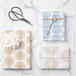 Elegantes Gold Mandala Muster Geschenkpapier Set