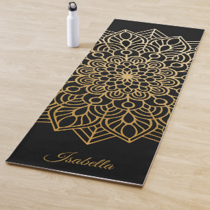 Elegantes Gold-Mandala-Muster personalisierbar  Yogamatte