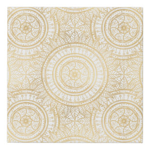 Elegantes Gold Mandala Sonnenblume Weißes Muster Künstlicher Leinwanddruck