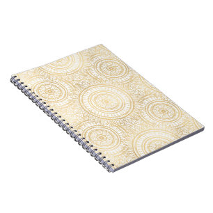 Elegantes Gold Mandala Sonnenblume Weißes Muster Notizblock