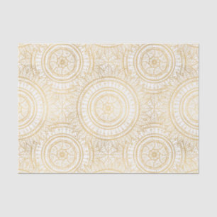 Elegantes Gold Mandala Sonnenblume Weißes Muster Seidenpapier