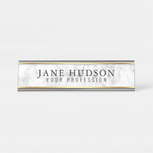 Elegantes Gold-Marmor Modernes Schreibtisch Name P Schreibtischnamensplakette