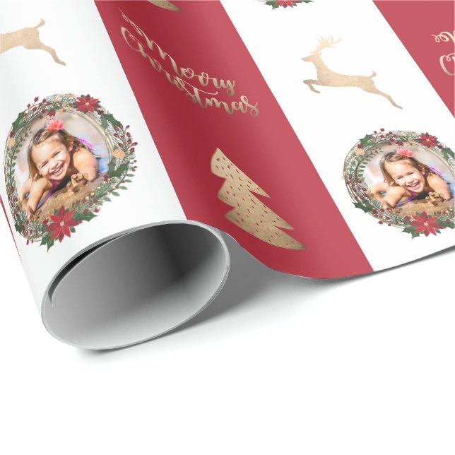 Elegantes Gold Mercury Custom Foto Geschenkpapier (Rolleneckpunkt)