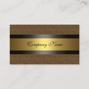 Elegantes Gold-Metall Schwarz Braunes Leder Visitenkarte