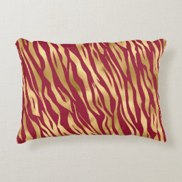 Elegantes Gold Metallic Burgundy Tiger Muster Dekokissen
