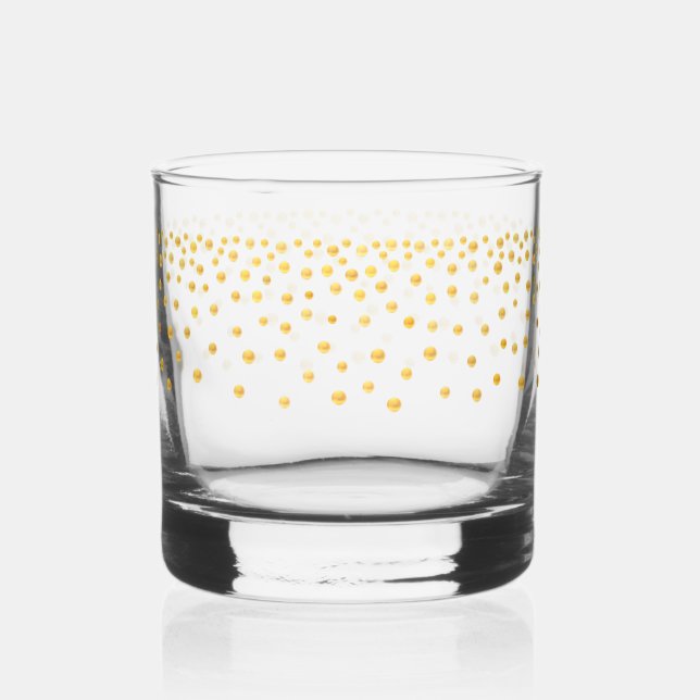 Elegantes Gold Metallic Look Confetti Trinkbehälte Whiskyglas (Vorderseite)