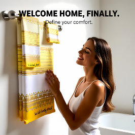 Elegantes Gold mit gelbem und weißem Streifen Badhandtuch Set