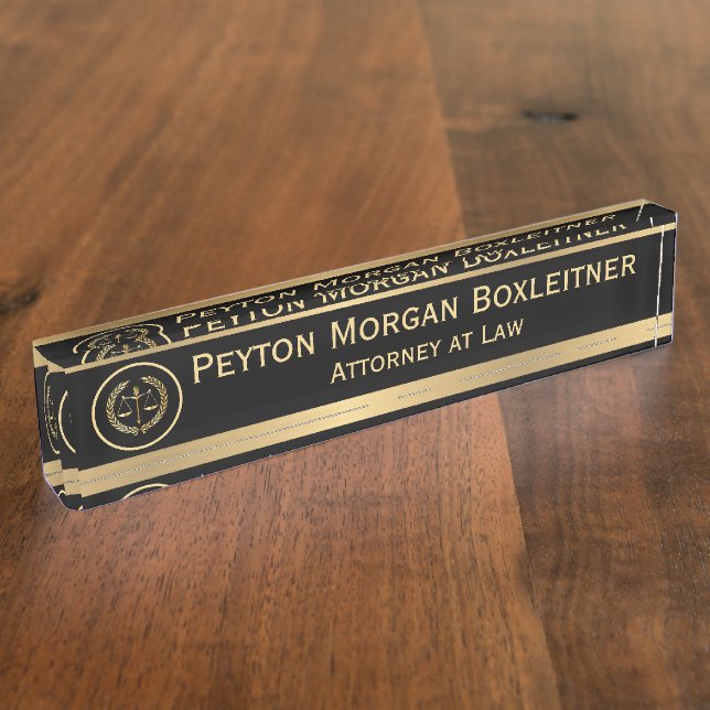 Elegantes Gold mit Schwarz und Skala des Rechtsanw Namensplakette (Seite)