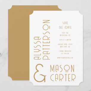 Elegantes Gold Moderne Hochzeit rettet das Datum Save The Date