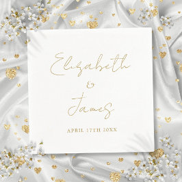 Elegantes Gold Moderne Minimalistische Script-Hoch Serviette