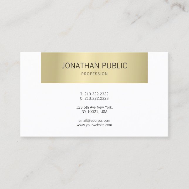 Elegantes Gold Modernes Design Beruflich Schlicht  Visitenkarte (Vorderseite)