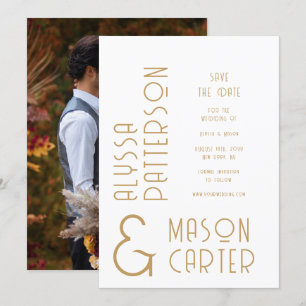Elegantes Gold Modernes Foto Hochzeit rettet das D Save The Date