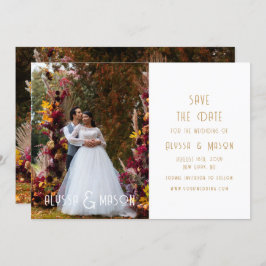 Elegantes Gold Modernes Foto Hochzeit rettet das D Save The Date