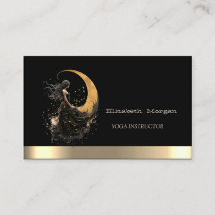 Elegantes Gold-Mond-Mädchen Schwarzes Yoga Visitenkarte