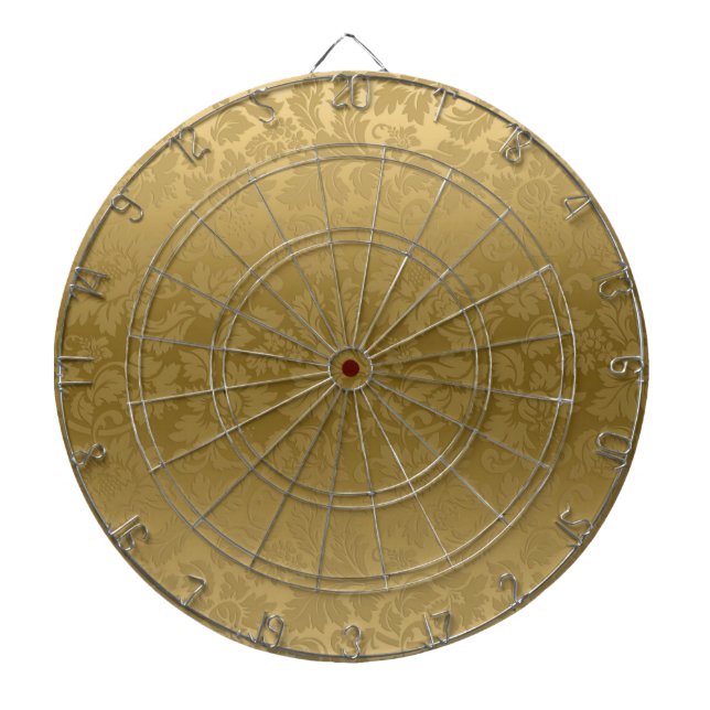 Elegantes Gold Monochromatisches Floral Damaskus M Dartscheibe (vorne)