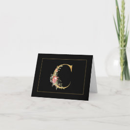 Elegantes Gold Monogram C mit rosa Blume