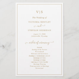 Elegantes Gold Monogram Hochzeitsprogramm