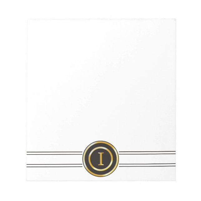 Elegantes Gold Monogram I Notizblock (Vorderseite)