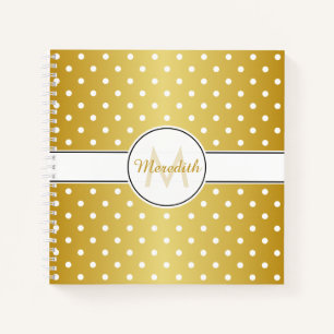 Elegantes Gold Monogram Polka Dot Muster Notizbuch