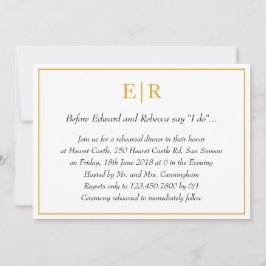 Elegantes Gold Monogram Probe Dinner Einladung